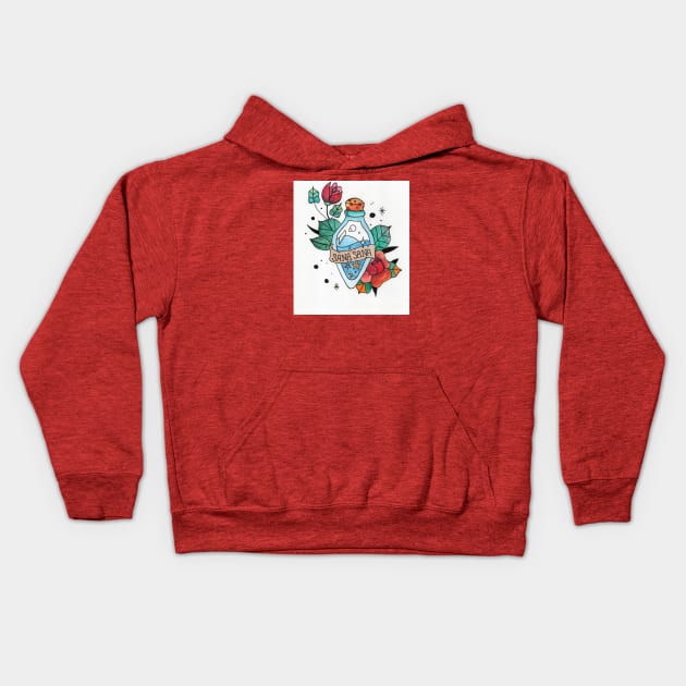 Sana Sana colita de rana potion bottle Kids Hoodie by lilyvtattoos